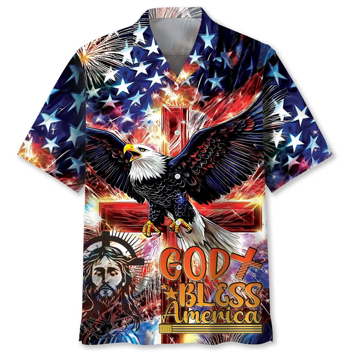 Hawaiian Shirt / Adults / S God Bless America Hawaiian Shirt