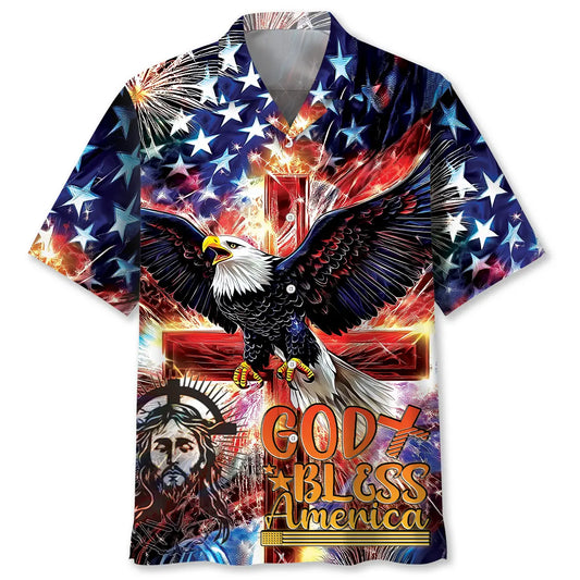 Hawaiian Shirt / Adults / S God Bless America Hawaiian Shirt
