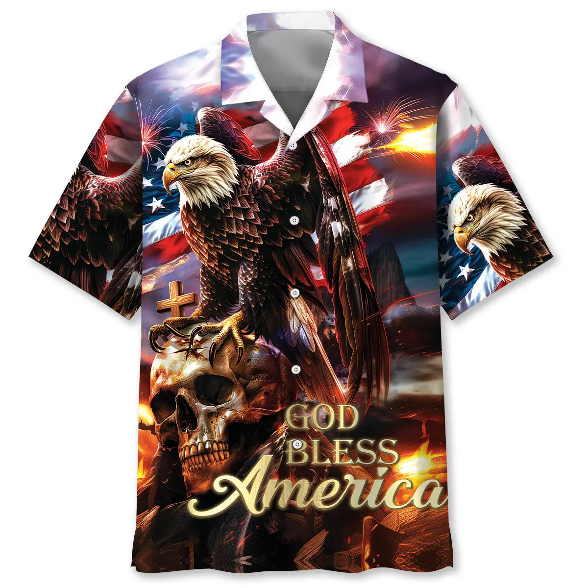 Hawaiian Shirt / Adults / S God Bless America Hawaiian Shirt