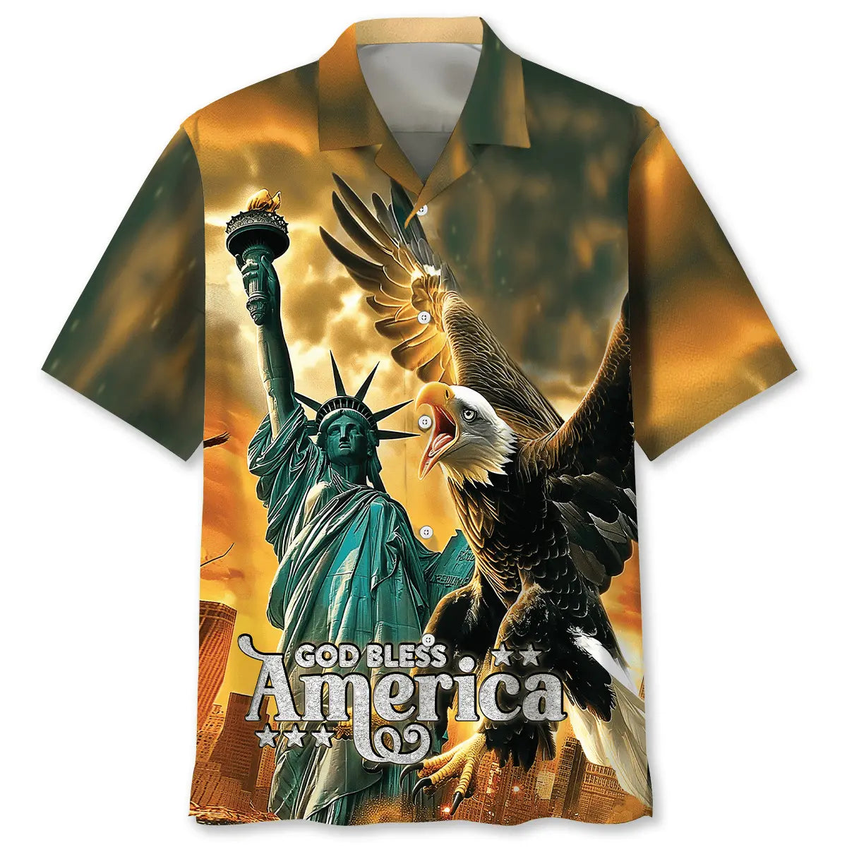 Hawaiian Shirt / Adults / S God Bless America Hawaiian Shirt