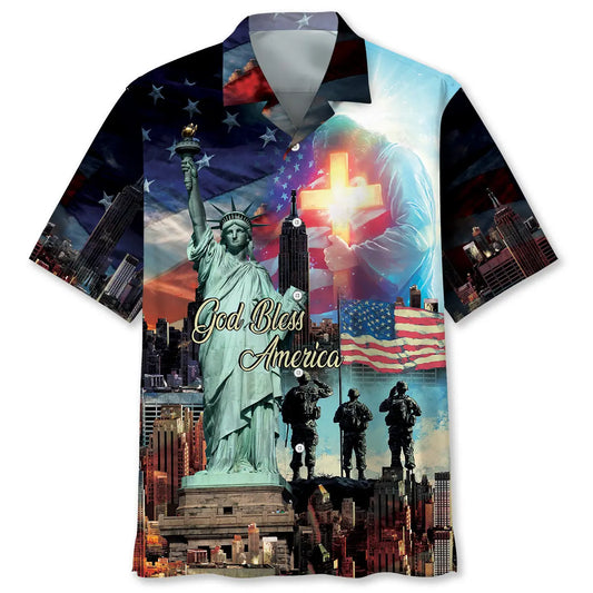 Hawaiian Shirt / Adults / S God Bless America Veteran Hawaiian Shirt