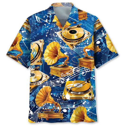 Hawaiian Shirt / Adults / S Gold Vinyl Record Hawaiian Shirt