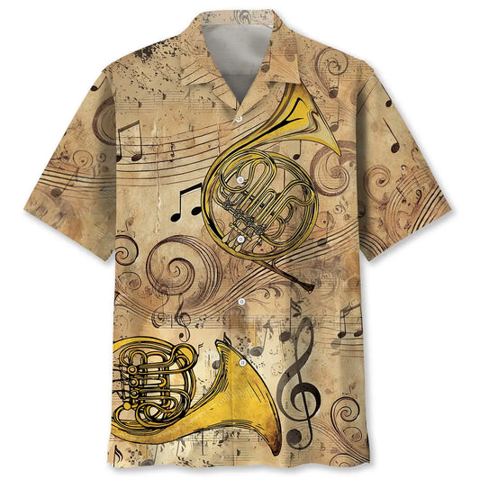 Hawaiian Shirt / Adults / S Golden French Horn Hawaiian Shirt