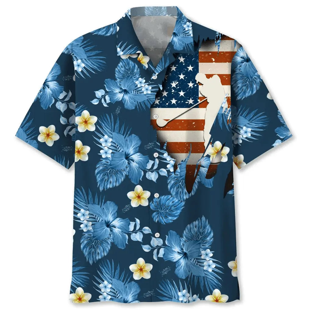 Hawaiian Shirt / Adults / S Golf Usa Blue Tropical Hawaiian Shirt