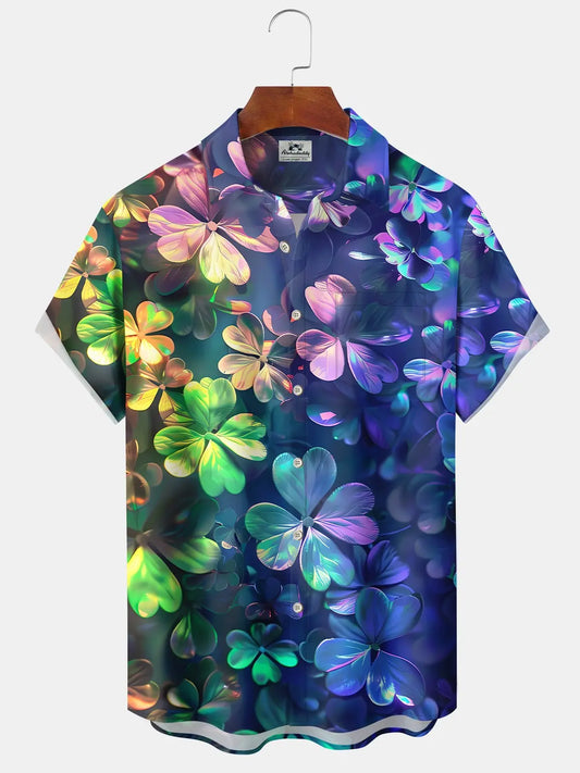 Hawaiian Shirt / Adults / S Gradient Clover Retro St. Patrick 3D Hawaiian Shirt
