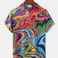 Hawaiian Shirt / Adults / S Gradient Color Art Psychedelic Line Men's Hawaii Aloha Hawaiian Shirt