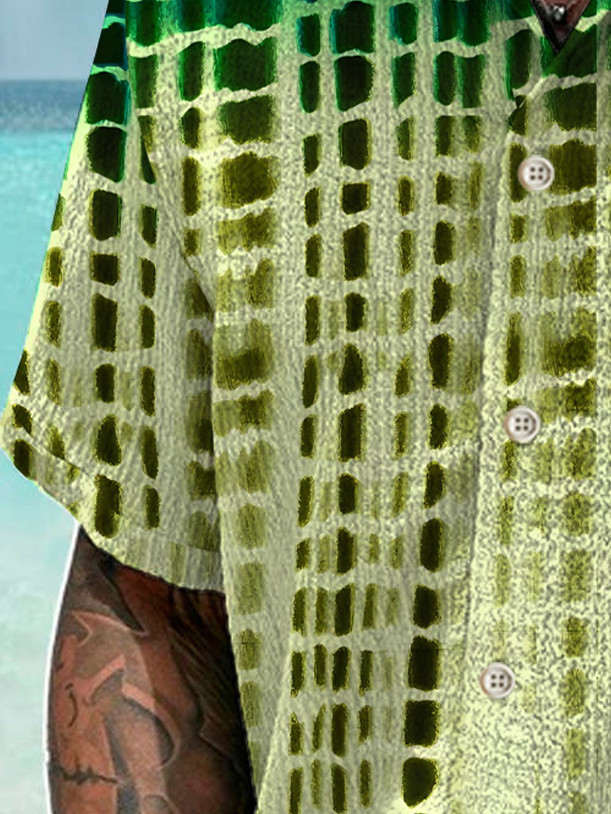 Gradient Geometric Dot Men's Button Button Casual Hawaiian Shirt