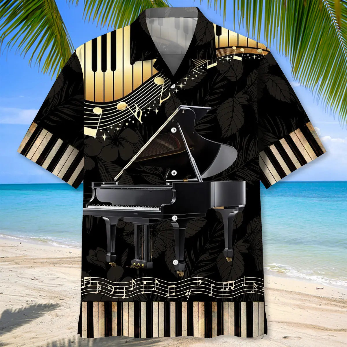 Grand Black Piano Hawaiian Shirt