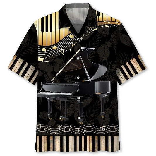 Hawaiian Shirt / Adults / S Grand Black Piano Hawaiian Shirt