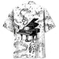 Grand Piano Black &amp; White Hawaiian Shirt