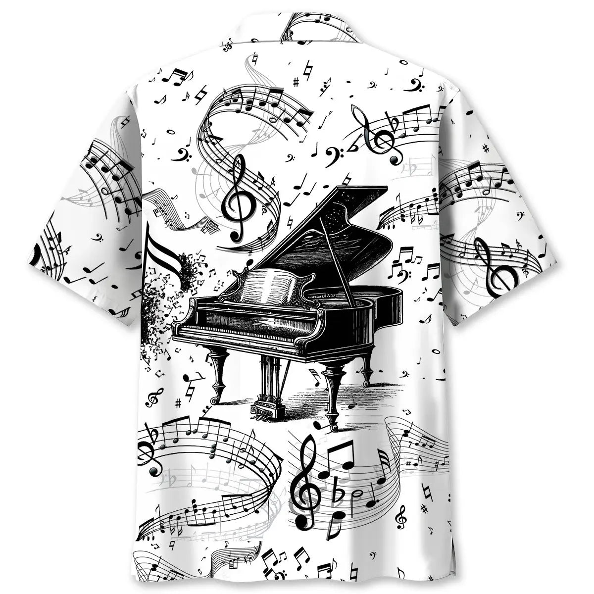 Grand Piano Black &amp; White Hawaiian Shirt