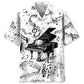 Hawaiian Shirt / Adults / S Grand Piano Black &amp; White Hawaiian Shirt