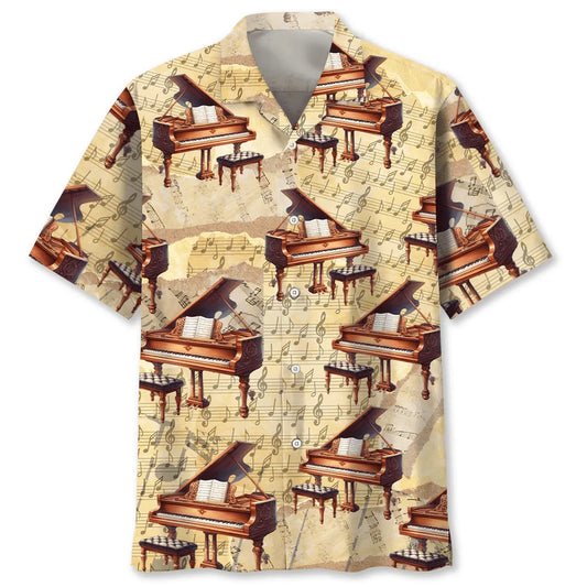 Hawaiian Shirt / Adults / S Grand Piano Music Sheet Hawaiian Shirt