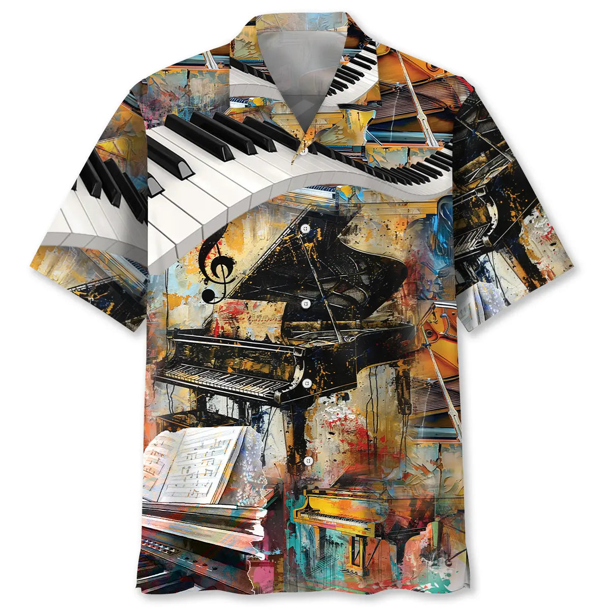 Hawaiian Shirt / Adults / S Grand Piano Vintage Art Hawaiian Shirt