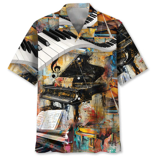 Hawaiian Shirt / Adults / S Grand Piano Vintage Art Hawaiian Shirt