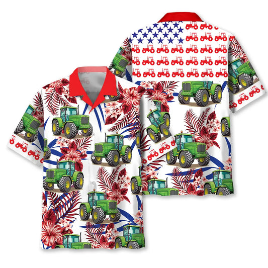 Hawaiian Shirt / Adults / S Green Tractor Proud Hawaiian Shirt