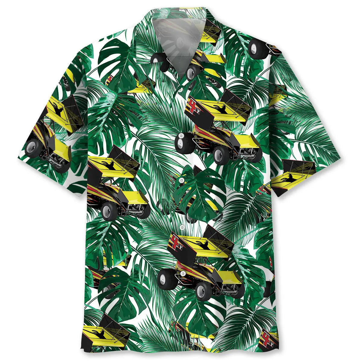 Hawaiian Shirt / Adults / S Green Tropical Sprint Car Racing Hawaiian Shirt