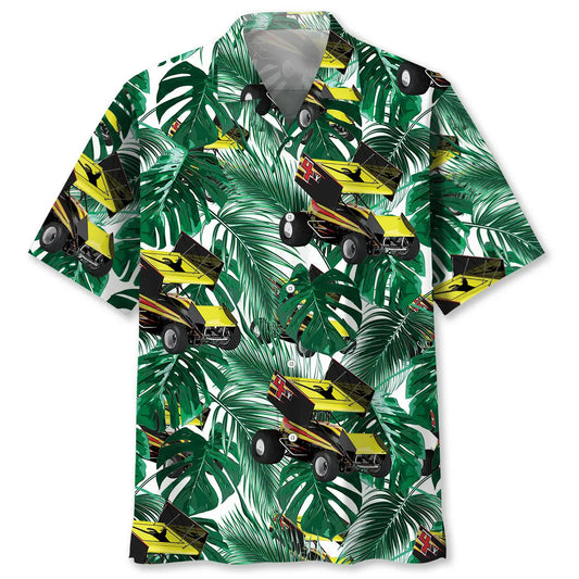 Hawaiian Shirt / Adults / S Green Tropical Sprint Car Racing Hawaiian Shirt