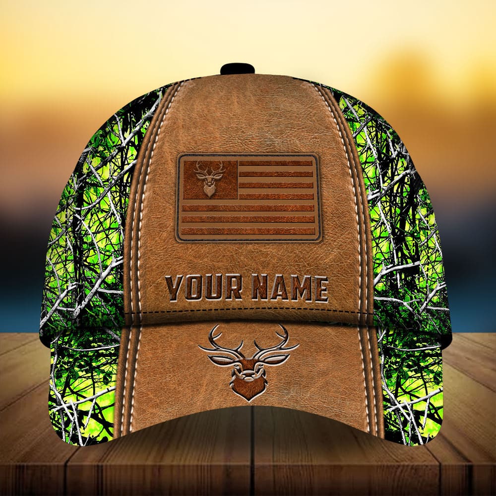 Premium Deer Hunting Leather Personalized – Classic Cap