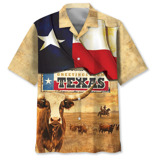 Hawaiian Shirt / Adults / S Greetings From Texas State Hawaiian Shirt