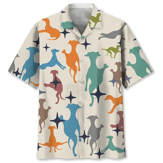 Hawaiian Shirt / Adults / S Greyhound Colorful Hawaiian Shirt