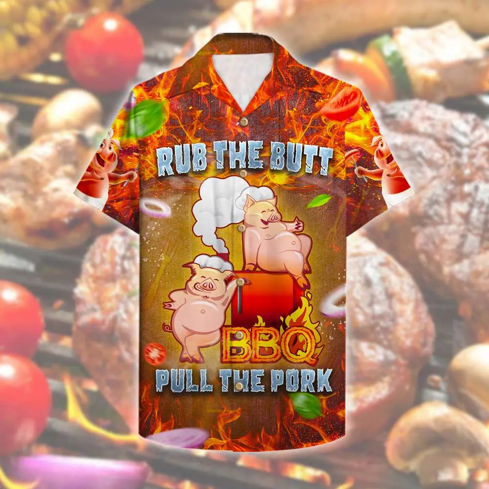 Grilling Rub The Butt Pull The Pork Unisex Hawaiian Shirt Aloha Shirt