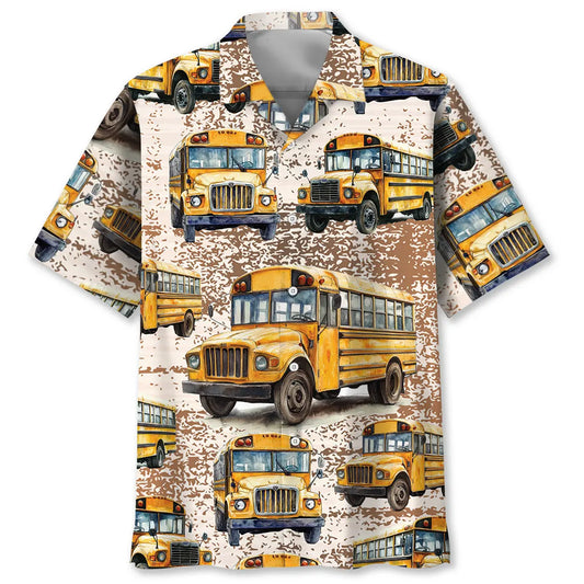 Hawaiian Shirt / Adults / S Grunge Retro School Bus Hawaiian Shirt