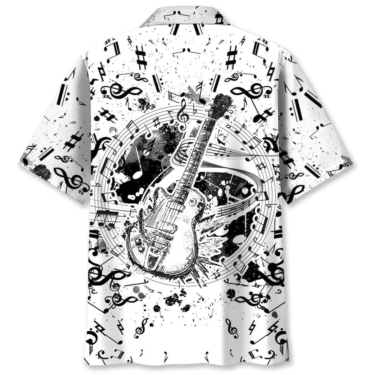 Guitar Black and White Hawaiian Shirt