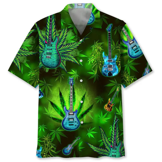 Hawaiian Shirt / Adults / S Guitar Green Hawaiian Shirt