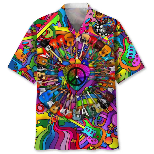 Hawaiian Shirt / Adults / S Guitar Hippie Hawaiian Shirt