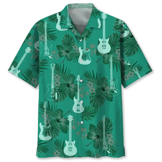 Hawaiian Shirt / Adults / S Guitar Kelly Green Hawaiian Shirt
