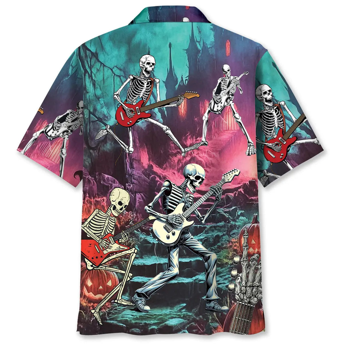 Guitar Skeleton Halloween Night Hawaiian Shirt