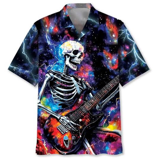 Hawaiian Shirt / Adults / S Guitar Skull Lightning Hawaiian Shirt