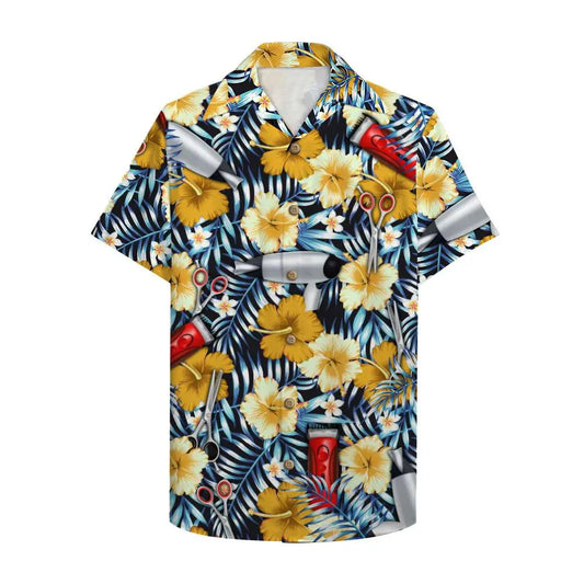 Hawaiian Shirt / Adults / S Hairstylist Unisex Hawaiian Shirt Aloha Shirt Summer Vibe with flower and tools pattern