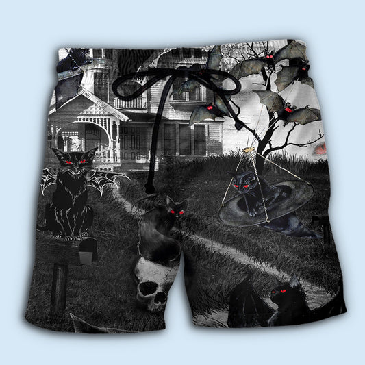 Flying Cats Spooky Night Art – Beach Short