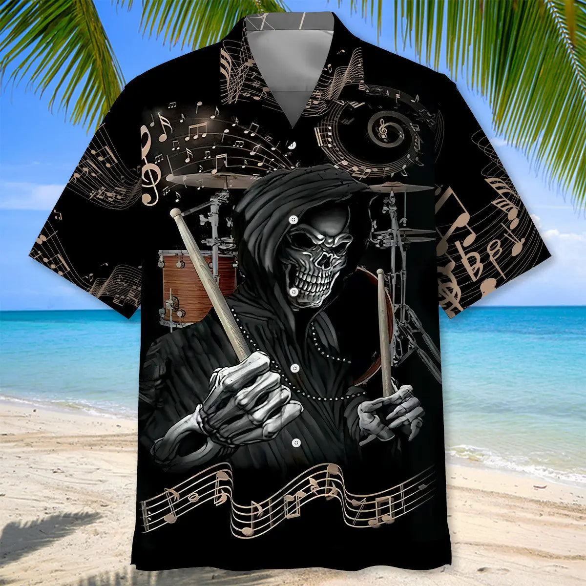 Halloween I Destroy Silence Drums Hawaiian Shirt