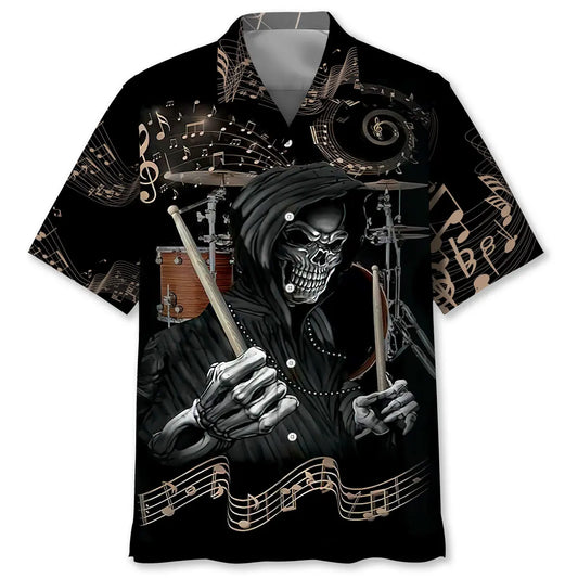 Hawaiian Shirt / Adults / S Halloween I Destroy Silence Drums Hawaiian Shirt