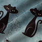 Halloween Light Blue Black Cat Men's Hawaiian Shirts Spider Web Cartoon Fun Stretch Aloha Camp Button Shirts