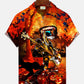 Hawaiian Shirt / Adults / S Halloween Pumpkin Guitar Men's Button Button Casual Hawaiian Shirt