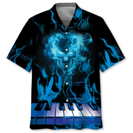 Hawaiian Shirt / Adults / S Halloween Skull Piano Hawaiian Shirt