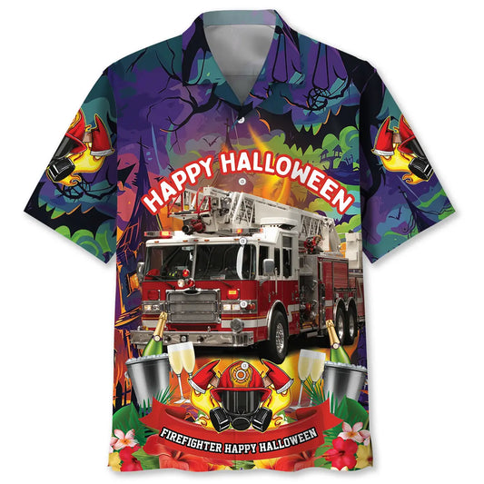 Hawaiian Shirt / Adults / S Happy Halloween Firefighter Shirt Hawaiian Shirt