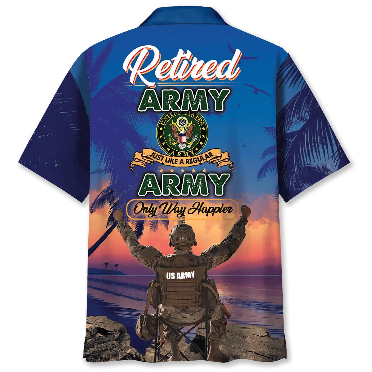 Hawaiian Shirt / Adults / S Happy US Army Retirement Hawaiian Shirt