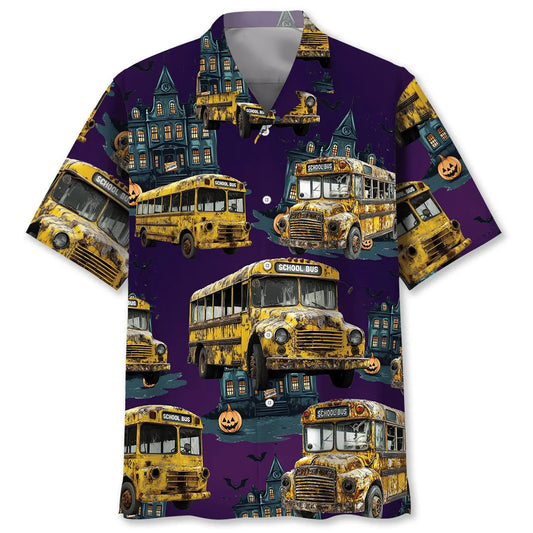 Hawaiian Shirt / Adults / S Haunted School Bus Hawaiian Shirt