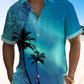 Hawaii Beach Tropical Plant Leaves Flower Aurora Ombre Palm Tree Aloha Hawaiian Shirt