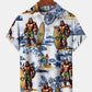 Hawaiian Shirt / Adults / S Hawaii Bigfoot Print Art Buttons Stretch Large Size Men's Hawaiian Shirt