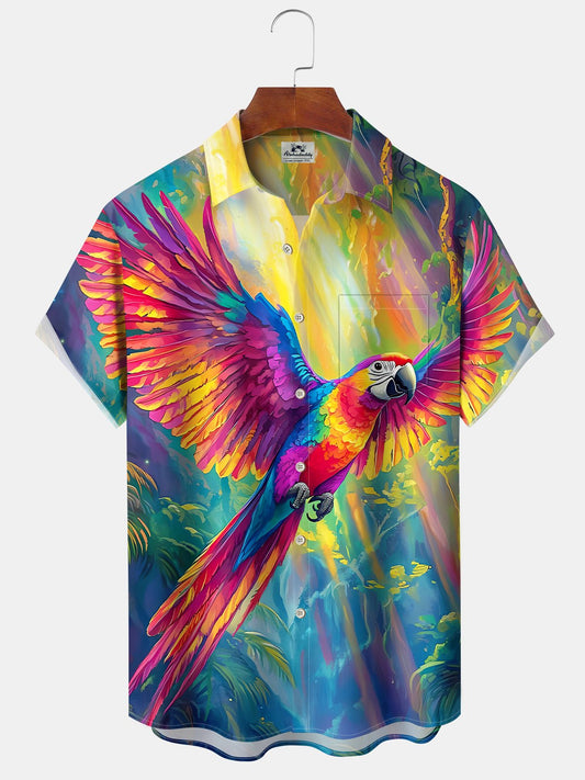 Hawaiian Shirt / Adults / S Hawaii Colorful Beach Tropical Leaves Parrot Hawaiian Shirt