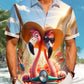 Hawaiian Shirt / Adults / S Hawaii Flamingo Print Art Button Stretch Large Size Men's Hawaiian Shirt