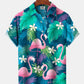Hawaiian Shirt / Adults / S Hawaii Plant Flamingo Print Art Buttons Elastic Large Size Men's Hawaiian Shirt