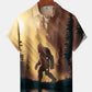 Hawaiian Shirt / Adults / S Hawaii Resort Style Bigfoot Print Art Button Stretch Large Size Men's Hawaiian Shirt