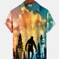Hawaiian Shirt / Adults / S Hawaii Resort Style Bigfoot Silhouette Print Art Buttons Stretch Large Size Men's Hawaiian Shirt